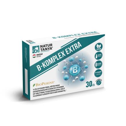 Natur Tanya® B-KOMPLEX EXTRA - 14 féle B-vitamin forma, köztük bioaktív B-vitaminok, sáfrány és világszabadalommal védett fekete bors kivonat
